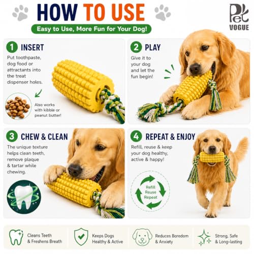 Image of PetVogue Nylon Chew Toy for Aggressive Chewers | Durable Teeth Cleaning Toothbrush, Interactive Indestructible Chewing Toy for Large & Medium Breeds