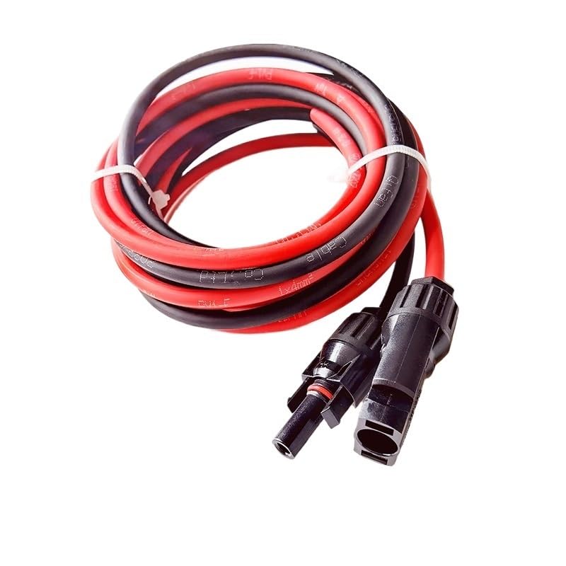 Cable de extensión for Panel Solar (1 par, Cobre, Negro y Rojo, con Conector Solar, Cable fotovoltaico de 6/4/2,5 mm², Calibre 10/12/14 AWG)(8m,10 AWG-6mm2)
