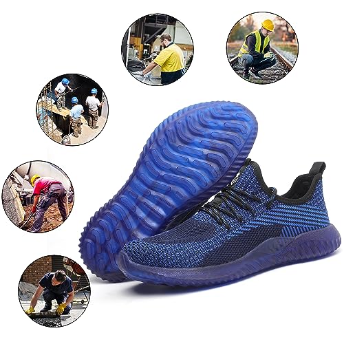 Image of Drecage Steel Toe Safety Shoes for Women Men Work Shoes Industrial & Construction Sneakers Puncture Proof Lightweight Working Shoes