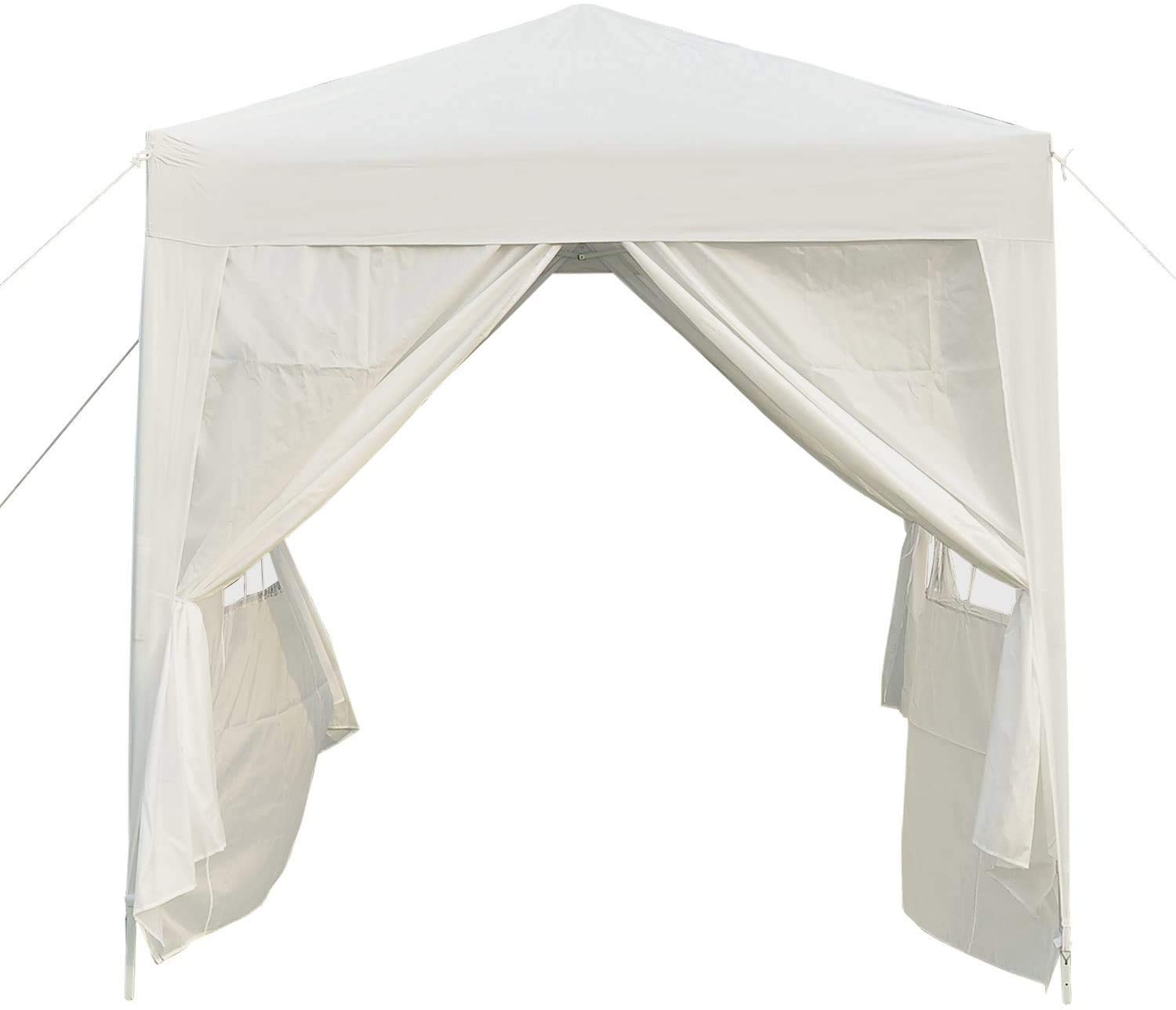 Outsunny 2 x 2 m Garden Pop Up Gazebo, Wedding Party Tent Marquee, Water Resistant Awning Canopy with Sidewalls, Windows, Carry Bag, White — image 1