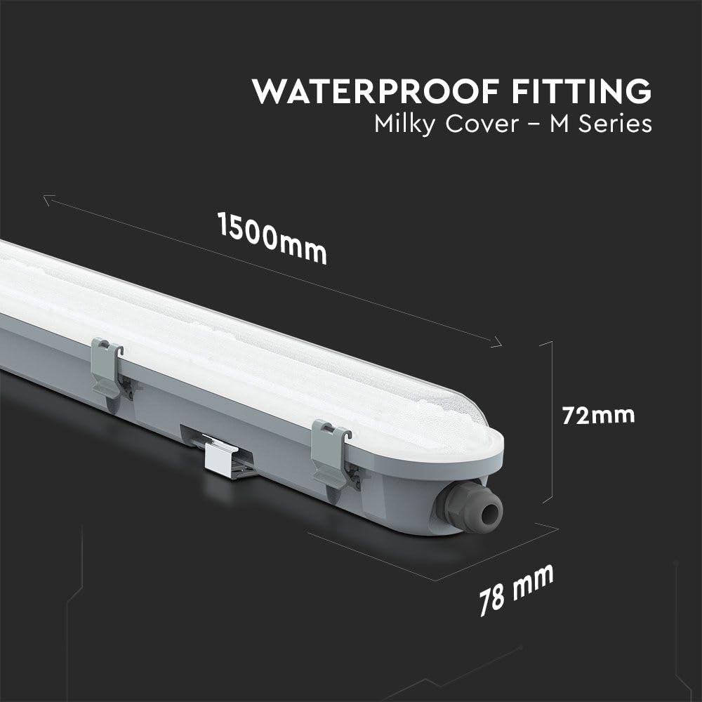 V-TAC Plafoniera LED Chip Samsung Impermeabile 48W 120lm/W M Series 150cm Copertura Satinata 4000K IP65