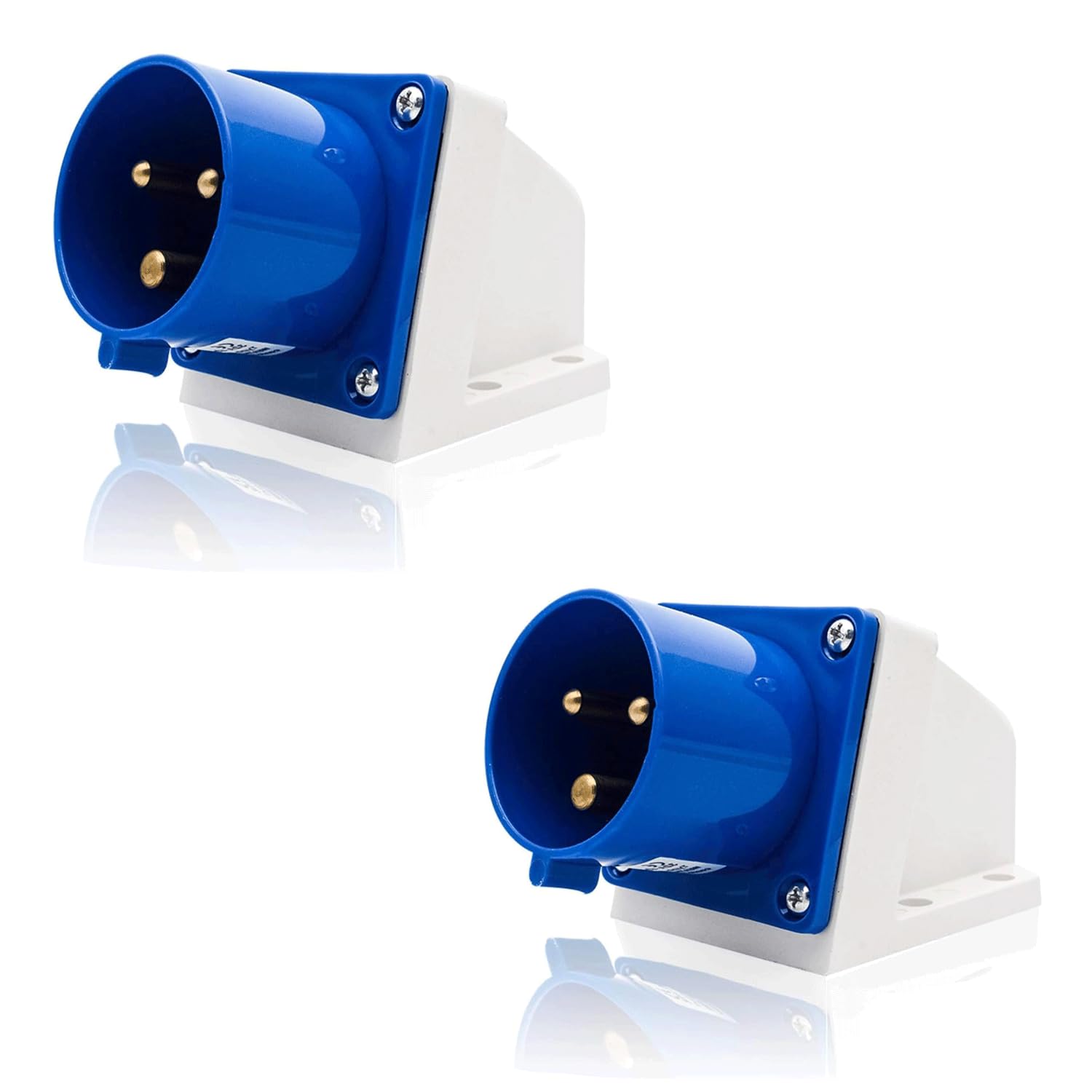 16A 240V Site Trailing Socket, 3 Pin Blue Industrial Plug Socket 16A Replacement Sockets for Camping Caravan Industria (Blue-16A-2Pc)