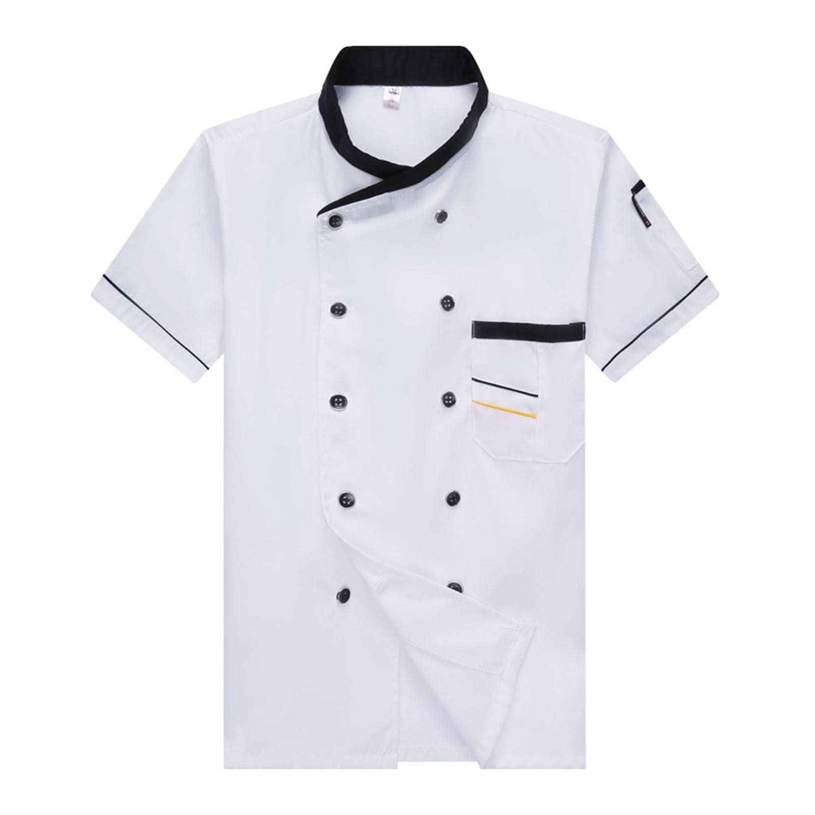 Uniforme de chef unisex para camarero, para cocina, hotel, cafetería, talla XL, color blanco