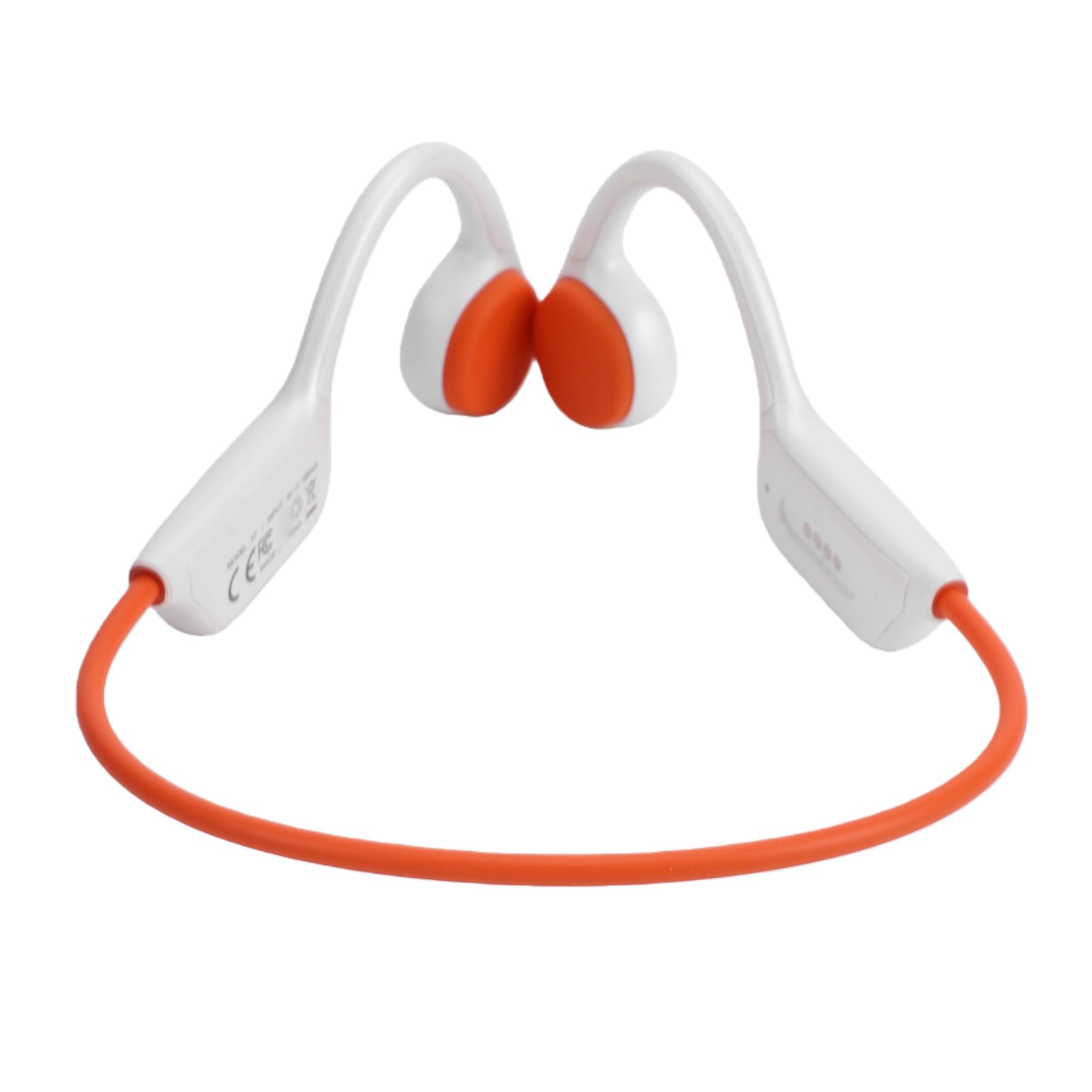 XUMIUZIY Cuffie a Conduzione Ossea, Auricolari Bluetooth 5.4 IPX8 Resistenti All'acqua per la Corsa in Palestra, Allenamento in Bicicletta (Bianco Arancio)