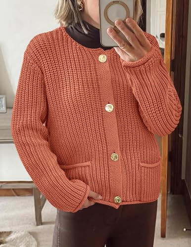 Image of PRETTYGARDEN Cardigan Sweaters for Women 2026 Trendy Oversized Knit Chunky Button Cardigans Fall Winter Outfits with Pockets