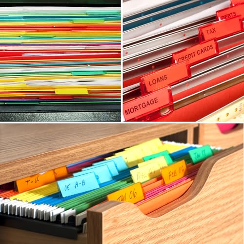 Abas de pasta de arquivo, 60 abas de arquivo multicoloridas e 120 inserções de 5 cm de plástico para