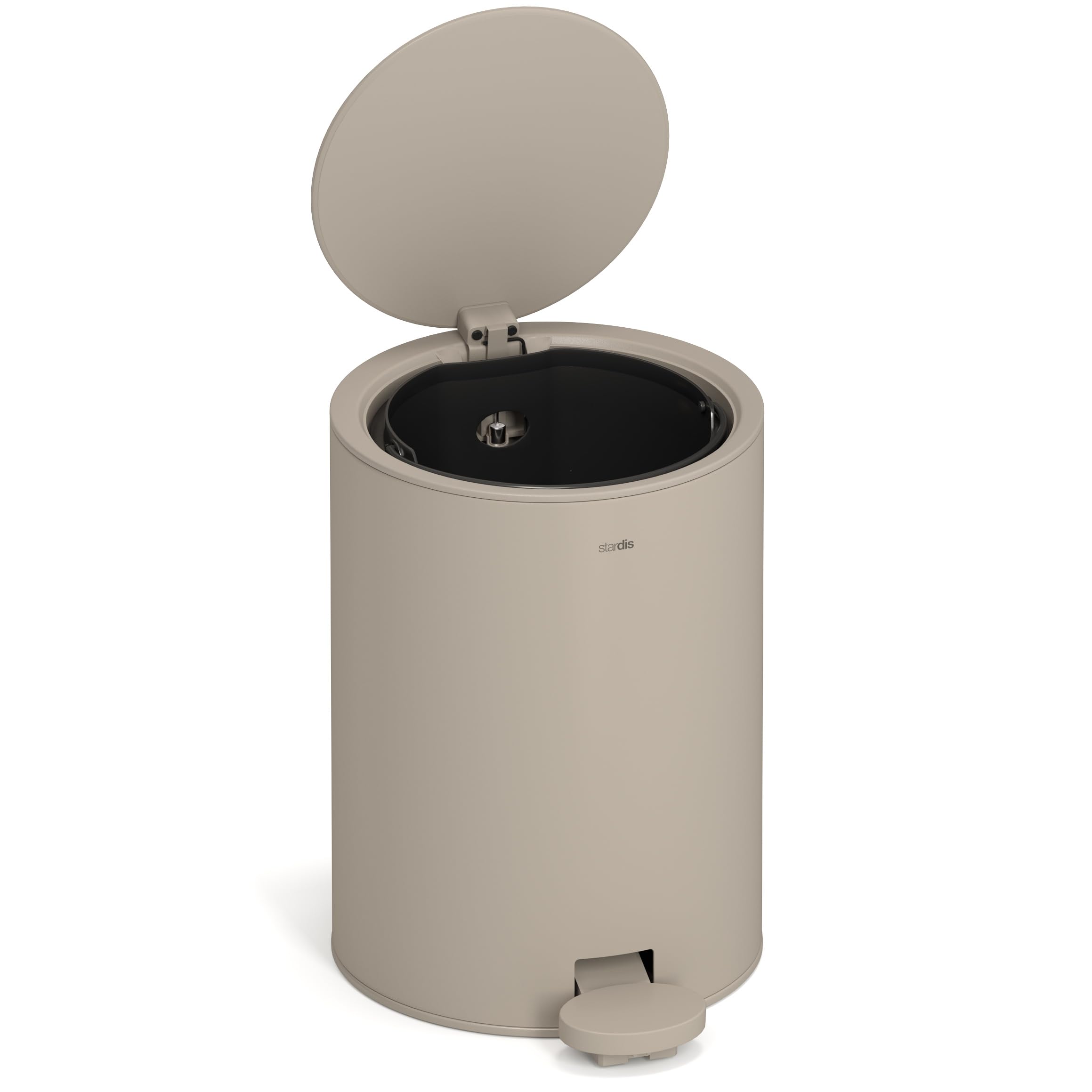 3 Liter Treteimer Edelstahl matt Softclose Klappdeckel leise schließend Inneneimer Mülleimer Abfalleimer Badeimer taupe beige