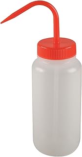 Industrial Grade 6FAR9 Plastic Wash Bottle, 16 Oz, Red Cap, Pk 1