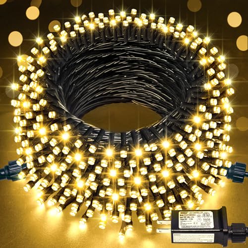 JMEXSUSS 66ft 200 LED Christmas Lights Outdoor, Warm White Christmas Tree Lights Indoor Plug in...