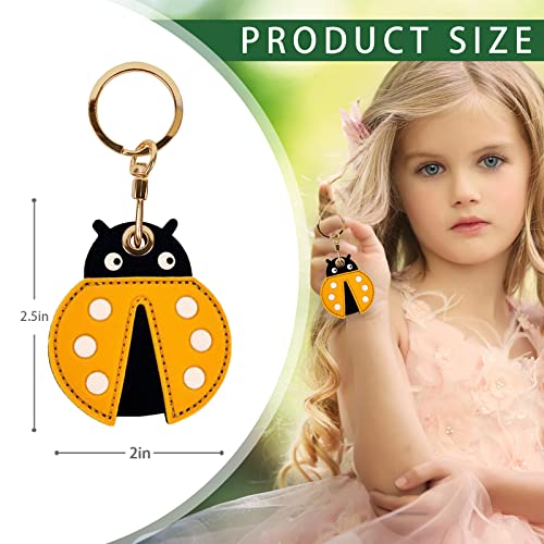 Image of Leather Keychain Case Holder Compatible with Apple AirTag, GPS Airtag Keychain Finder Tracker with Key Ring, Anti-Scratch Protective Air Tag Cover | Leather