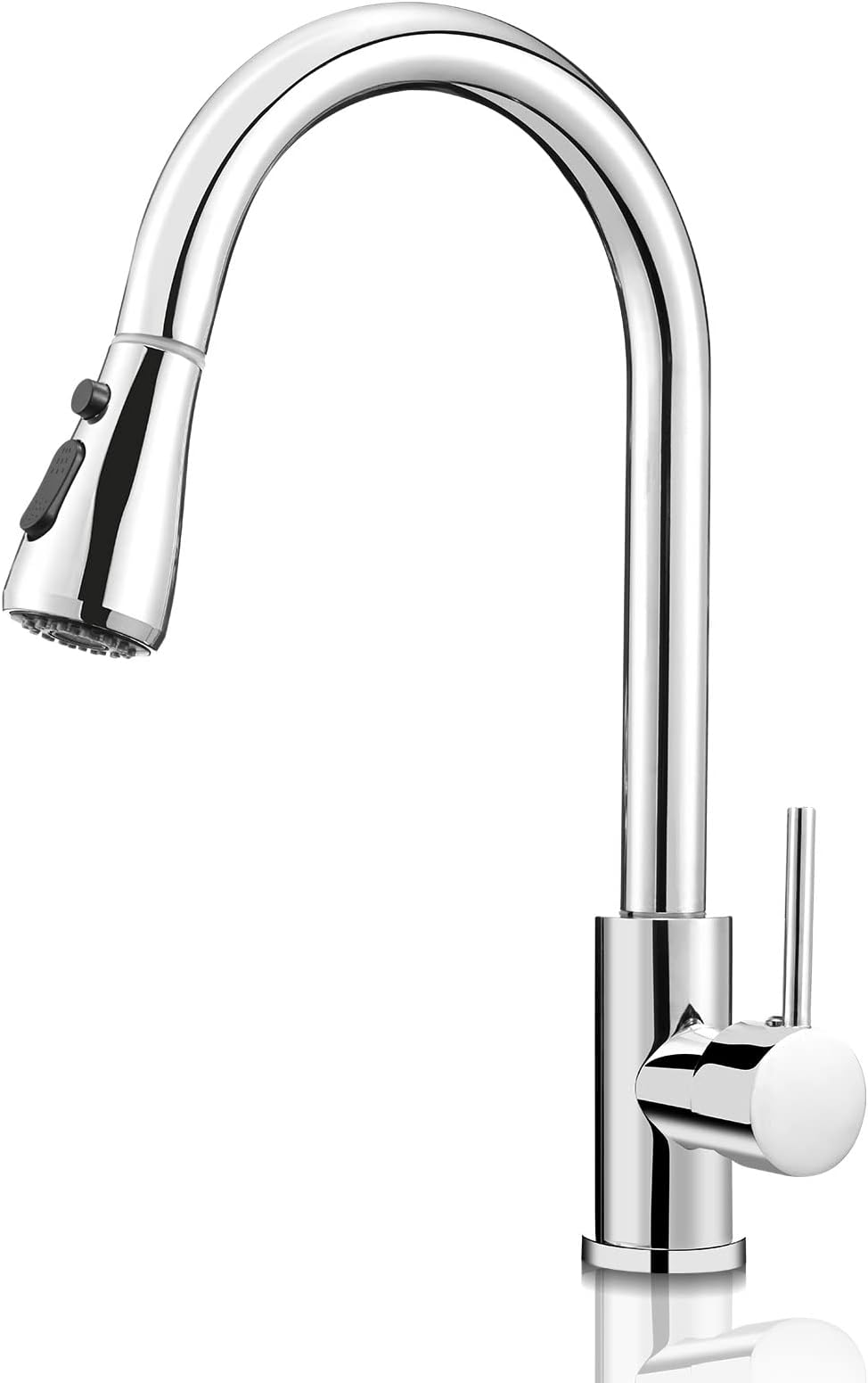 Kitchen Sink Taps 360° Swivel Kitchen Faucet Single Handle Single Lever High Arc Kitchen Mixer Tap with Pull Out Sprayer with 2 Modes Spray (Silvery)