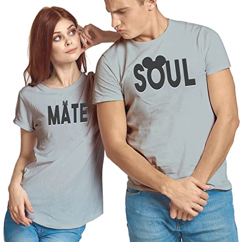 Image of Malted Regular Fit T-Shirt for Men & Women /Couples, T-Shirt for Husband and Wife, Girlfriend and Boyfriend T-Shirt, Honeymoon T-Shirt (Set of 2, Malted-Grey-037-Parent)