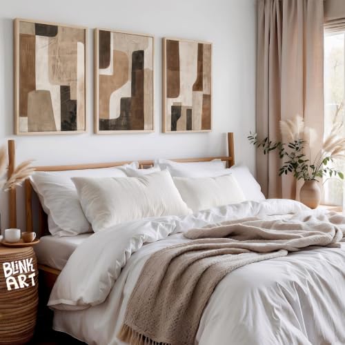 Image of BLINKART Set of 3 BROWN TERRACOTTA BLOCKS BROWN Natural Brown Frame Painting for Wall Decoration - Modern Art Wall Decor Framed Painting for Living Room Bedroom - Framed Wall Posters /Paintings (8X12 inch)