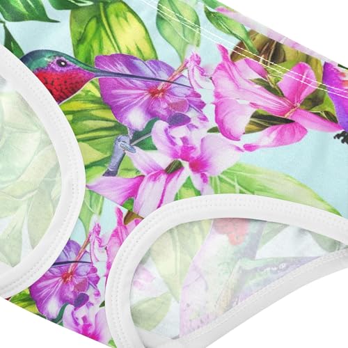 Colorful Hummingbirds Flowers Green Little Girl Panties Toddler Girls Underwear Cotton Bright Briefs Kids Undies 2t4
