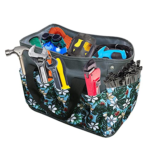 MKYRLX Garden Tool Bag,Heavy Duty Gardening Storage Tote Bag with 10 Oxford Pockets,Hand Tool