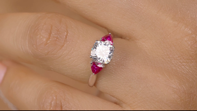 Gem Stone King Red Garnet & White Created Sapphire Sterling Silver Ring - 2.84 Ct Cushion Cut, Sizes 5-9 - View #10