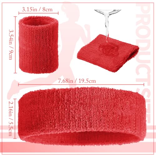 Image of Civaner 12 Pcs 80 90s Neon Sweatbands Soccer Baseball Headbands Wristband Set for Men Women Party Cotton Headbands Terry Cloth Athletic Sweat Bands for Tennis Football Gym Outdoor