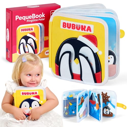 BUBUKA Libro Sensorial de Fieltro – Busy Board Quiet Book – Juguete Montessori Educativo con Actividades Interactivas – Tablero Montessori Niños y Niñas 3 Años – Regalo Original para Navidad
