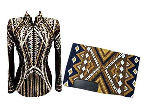 SHOWMEN CRAFT Piacere equitazione occidentale showmanship per le donne equitazione formale equitazione occidentale giacca da neve con spettacolo, Marrone, XL