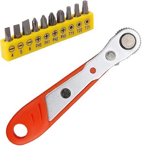 SaiDian 1 juego de mini llave de trinquete de 14 de pulgada, destornillador de ángulo recto de 90 grados, destornillador Allen de cabeza hexagonal,