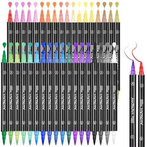 36 Acrylic Paint Marker,GeeRic Opaque Waterbased Quick Drying DIY Art Crafts Drawing Markers Adults Acrylic Paint Pens for Rock Painting,Scrapbooking,Plastic,Canvas,Glass,Mug,Wood 2mm/3mm Tip