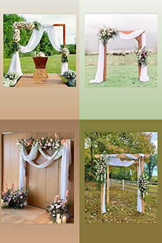 Image of Socomi Wedding Arch Draping Fabric 1 Panel 29 inch x 19Ft White Sheer Chiffon Curtain Drapes 6 Yards for Wedding Ceremony Birthday Party Decoration