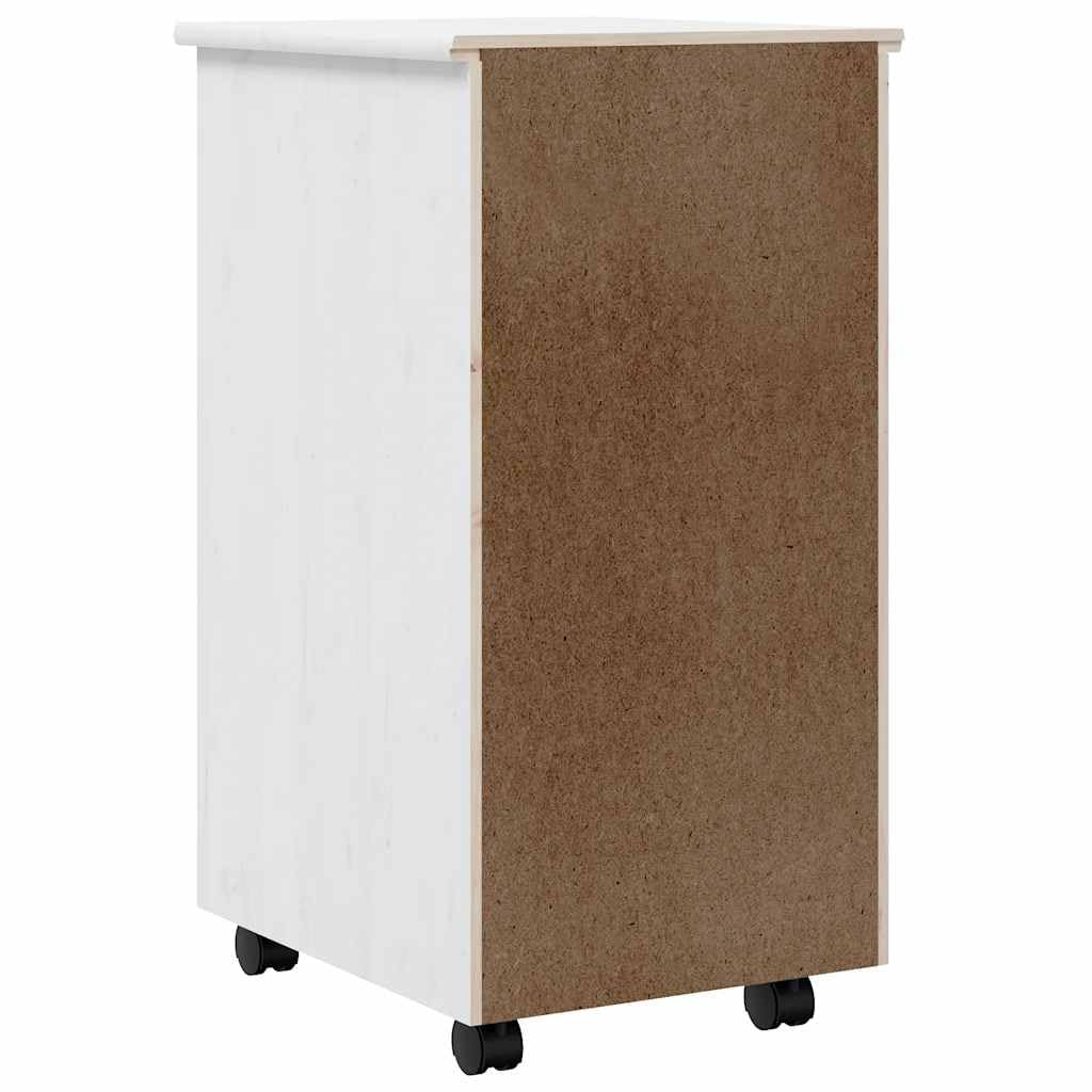 vidaXL Cajonera con Ruedas Moss Madera Maciza de Pino Blanco, Armario con Ruedas, cajonera, Mueble con cajones, cajonera con Ruedas