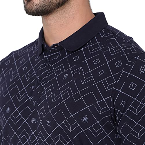 Image of Spykar Mens Cotton Navy Blue Printed T-Shirt