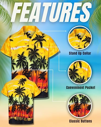 Mens Hawaiian Shirt Loose Fit Cruise Shirts for Men - Mens Hawaiian Shirts Short Sleeve and Button Down Hawaiian Shirt for Men with Pocket S-3XL - Mens Beach Shirts Floral Tropical Shirts for Men - Image 4