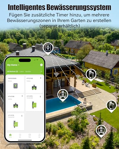 AIPER IrriSense Bewässerungssystem - Appgesteuert Bis 445m², Wassersparend