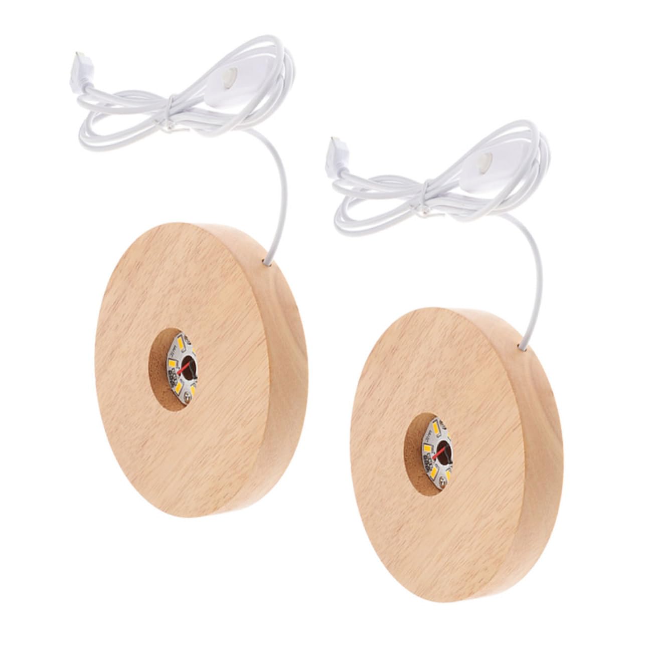 Happyyami 2Pcs LED Light Display Base Stand for Crystal Spheres Holder with Warm Light Wide Thick for DIY Night Lights and Home Decor