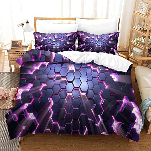 Geometrische Muster 3D Bettwäsche Mikrofaser Bettbezug mit Reißverschluss und Kissenbezug Für Jugendliche Kinder Schlafzimmer Dekor Bettbezüge Einzeln (135 x 200 cm) Cover