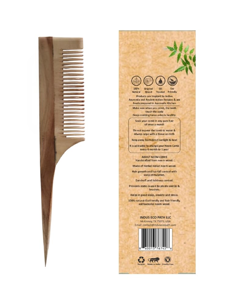 Peine cola anti caspa de madera de Neem miniatura 2