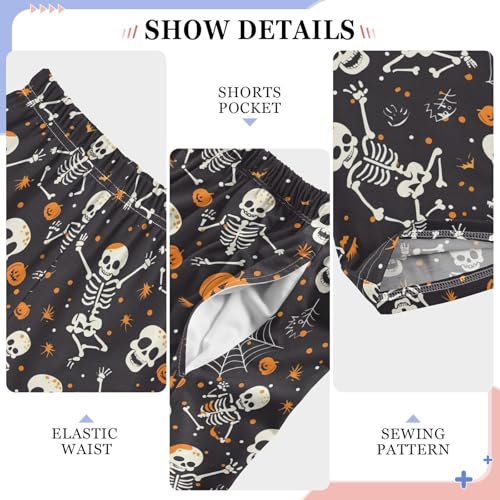 Pajama Pants Halloween Skeletons and Pumpkin PJ Bottoms Sleepwear Lounge Sleep Pant with Pockets4