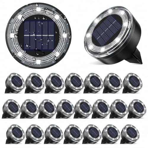 vighep Mini Solar Ground Lights 24 Pack, 2.2-Inch Solar Disk Lights Outdoor