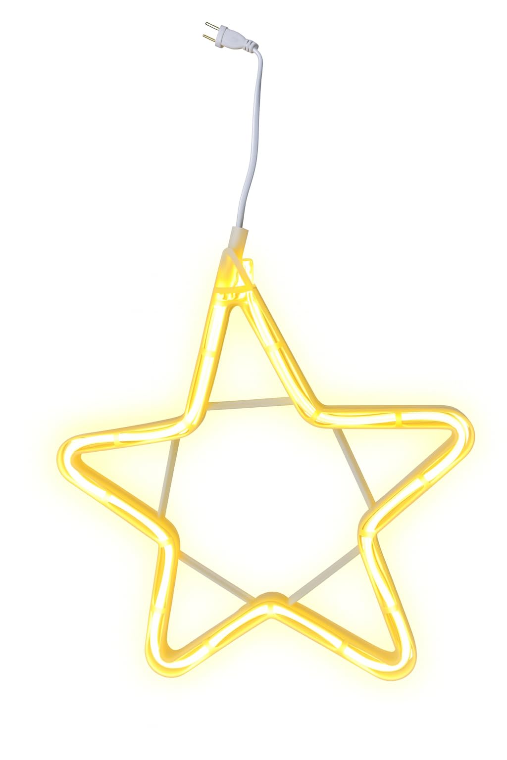 AARUDHRA Star-Shaped Neon Light, Multi Color Glow, Wall Hanging Decor with Plug, Durable Plastic Frame, Festive Christmas Theme