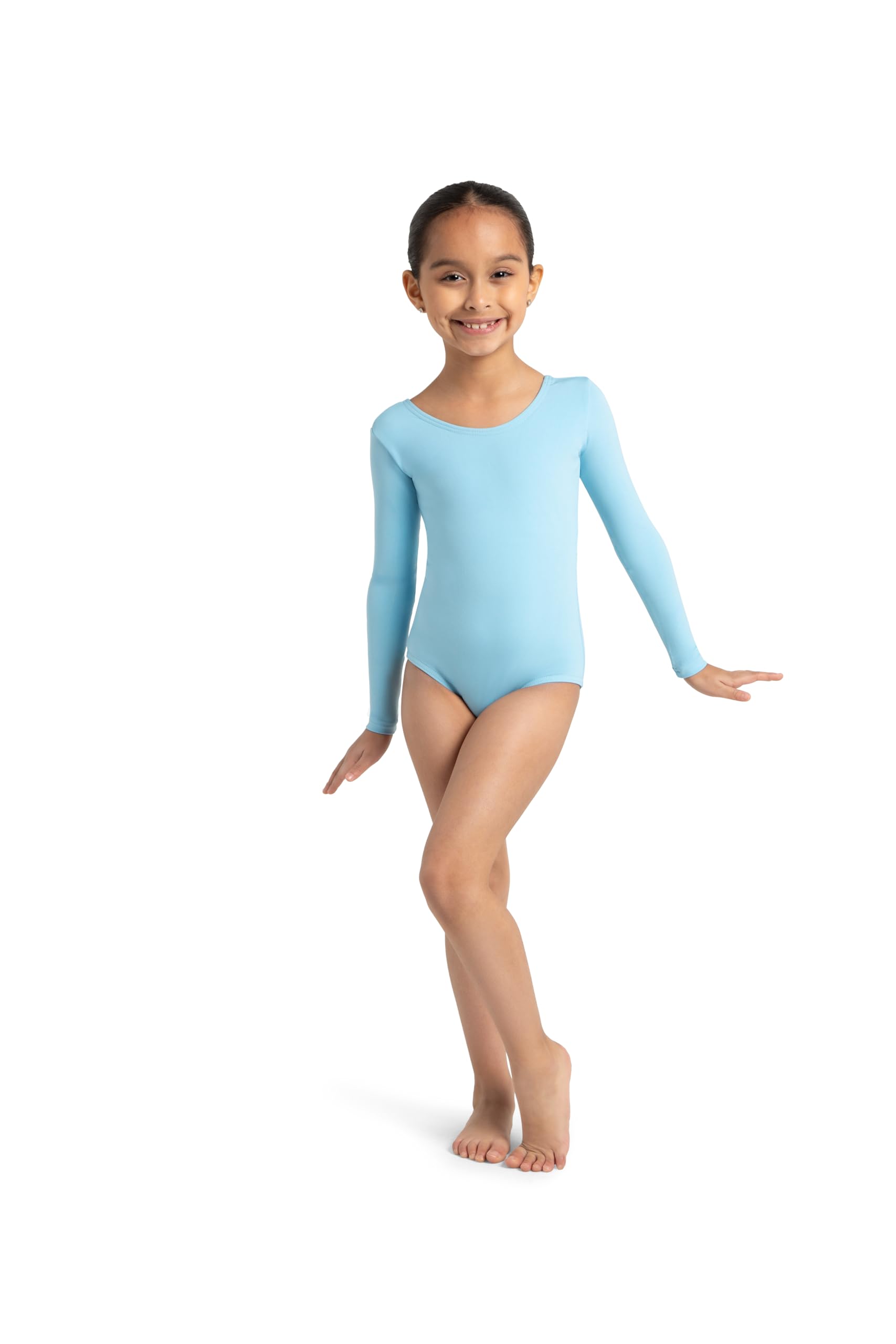 Capezio - Maillot de ballet de manga larga de nailon para niños en diferentes colores (azul claro, L (10-12 años)
