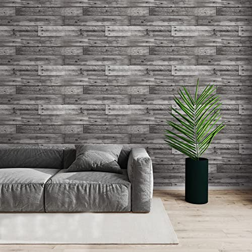 197”X17.7”Grey Wood Peel And Stick Wallpaper Shiplap Wallpaper Removable Decorative Self-Adhesive Wallpaper For Covers Walls For Bedroom Living Room Bathroom Cabinets Vinyl Film #TOP4