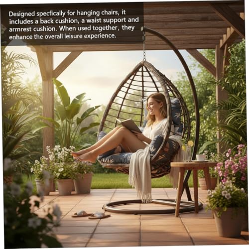 Coussin de chaise œuf à imprimé floral de rechange lavable pour terrasse - 3