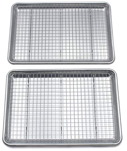 Checkered Chef Baking Sheet And Cooling Rack Set Twin Pack - 2 Rimmed Aluminum Baking Pans 16.5 x 11.5†With 2 Stainless Steel Baking Racks 15 x 10†Checkered Chef Baking Sheet And Cooling Rack Set Twin Pack - 2 Rimmed Aluminum Baking Pans 16.5 x 11.5†With 2 Stainless Steel Baking Racks 15 x 10â€