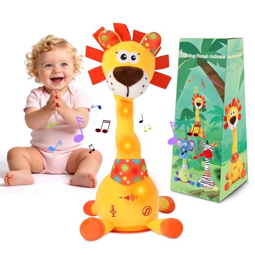 LUKETURE Dancing Talking Lion Plush, Interactive Stuffed Animal Toy, Musical Plush with Record & Repeat, Sings 10 Songs, LED Lights