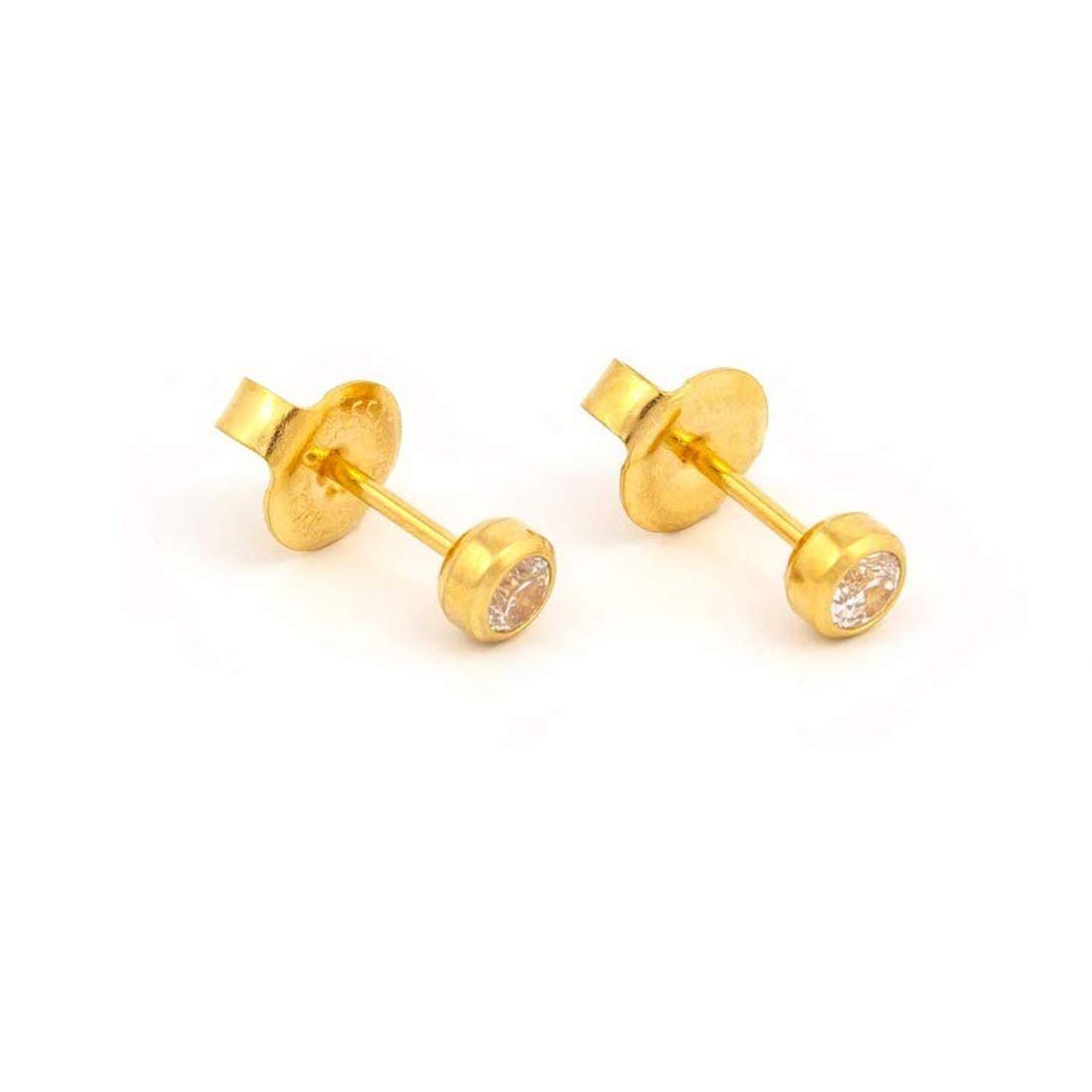 System75™ Cubic Zirconia Bezel 3mm 24ct Gold Plated Allergy-Free Ear Piercing