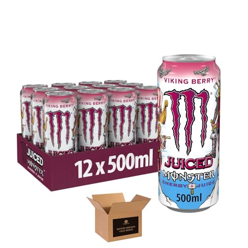 Monster Energy Drink Flavours | Juiced, Zero Sugar, Ultra, Monarch, Fiesta Mango, Strawberry Dreams, VR46, Punch | High Caffeine Sports Energy Drink (Viking Berry - 500ml x 12Pack)