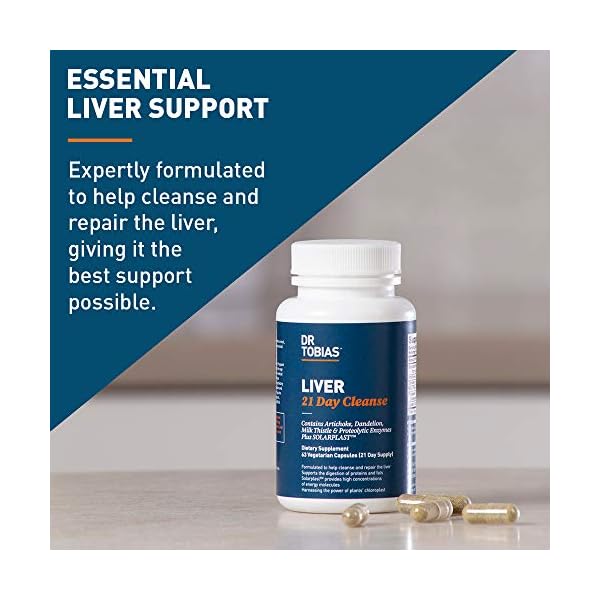 Dr. Tobias Liver 21 Day Cleanse, Herbal Liver Detox Cleanse with Solarplast, Artichoke Extract, Milk Thistle & Dandelion Extract, for Liver Cleanse & Detox, 63 Vegetable Capsules (3 Daily) (63 Count)