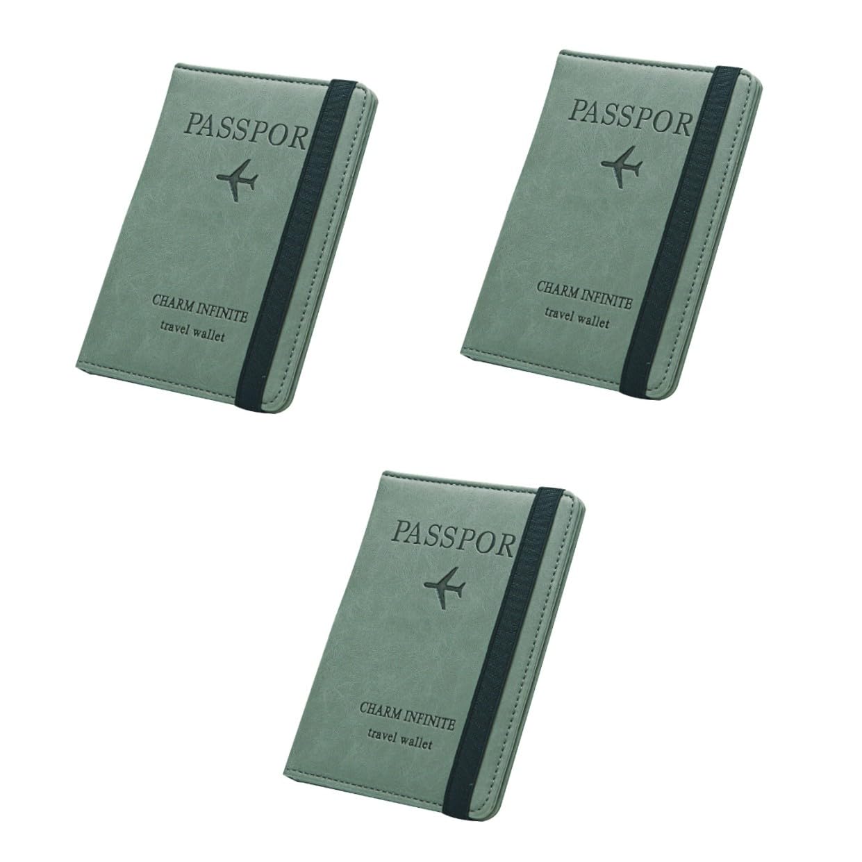 LIFKOME 3pezzi Portafoglio Rfid Per Passaporto Slim Pu Verde Borsa Multi-funzione Per Carte e Documenti Portafogli Per Donne e Ragazze Con Doppia Zip Design Pratico e Compatto Per Ufficio