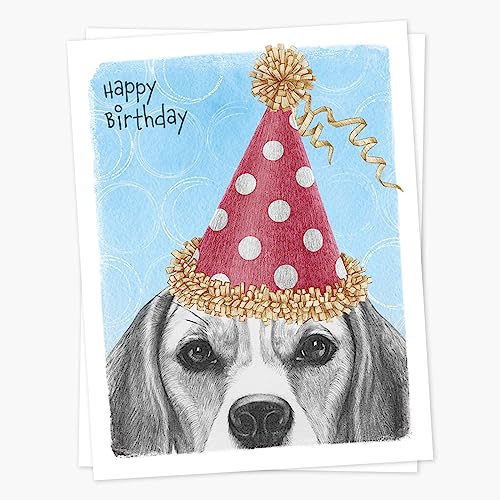 Image of Beagle Birthday Card | 6 Pack | Birthday Party Invitation | A2 Size Blank Note Cards with Envelopes