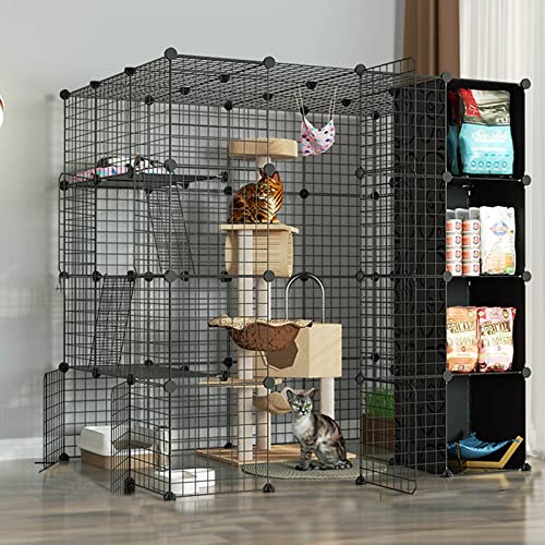 Cage de chat intérieur grande cage en métal pour animaux de compagnie