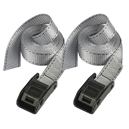 Master Lock 3110EURDAT Sangle d'arrimage avec Boucle à Griffes, Gris, 2,50m x 25mm Sangle, Pack de 2