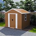 GDFStudio 6x4 FT Heavy-Duty Metal Storage Shed with Windows, Lockable Sliding Door & Ventilation, Weatherproof Galvanized Steel Outdoor Garden Shed for Backyard Lawn Patio, Brown, Without Floor