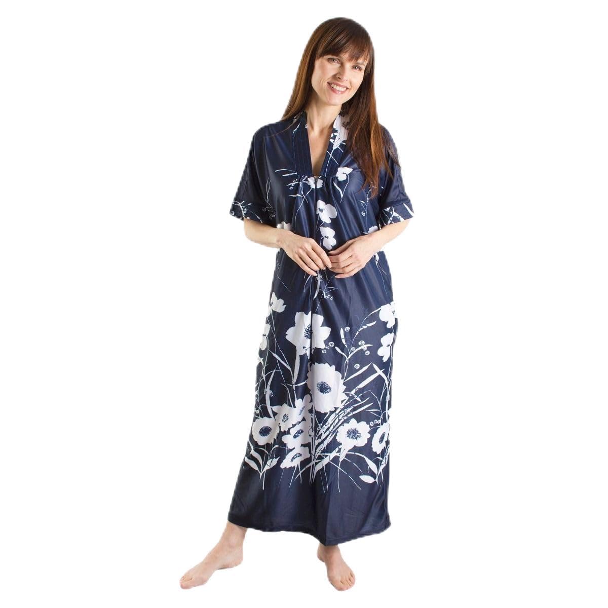 Fashion Friendly Women's Blue Dark Print Kaftan - Extra Large (20-22)